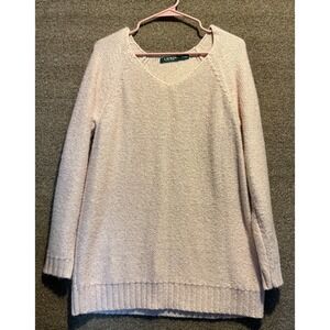 Lauren Ralph Lauren Women Sweater Soft Pink/Blush L Cotton Blend Oversized